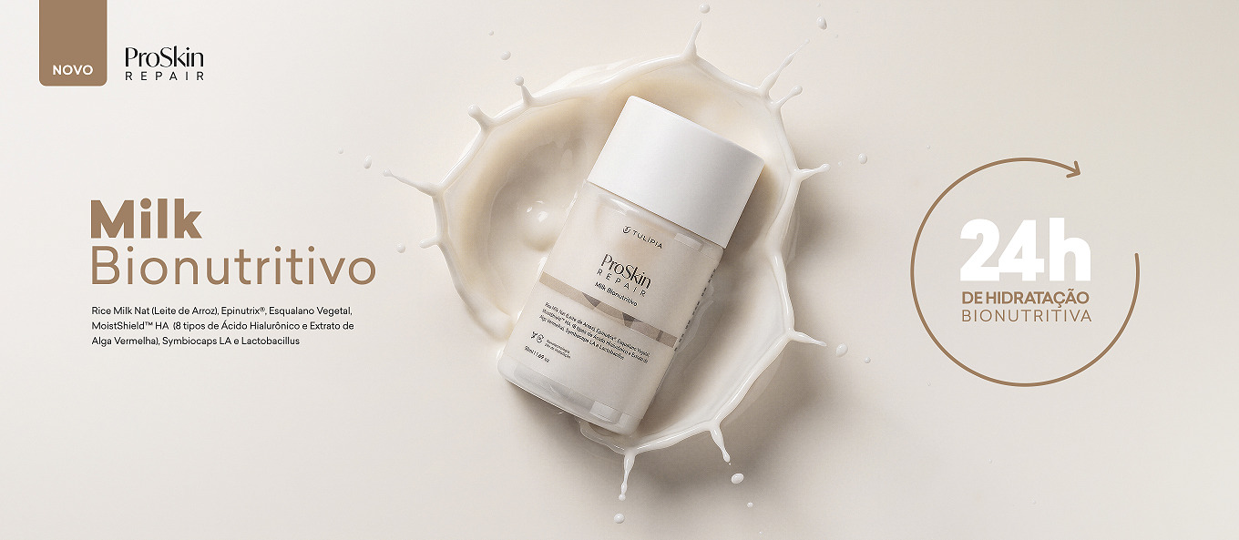 ProSkin Repair Milk Bionutritivo combina uma textura leitosa ultraleve com tecnologia de alta performance para oferecer uma experiência exclusiva de hidratação, nutrição e conforto.