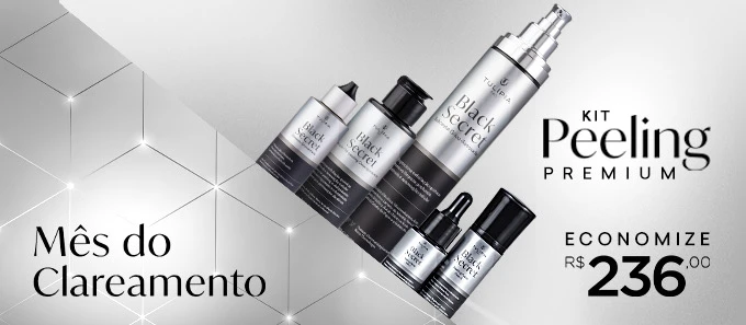 Imagem do produto KIT PEELING BLACK SECRET PREMIUM (BLACK SECRET SABONETE GLICO-RENOVADOR 300ML, BLACK SECRET SOLUÇÃO PRÉ-PEELING DESENGORDURANTE 120ML, BLACK SECRET PEELING FACIAL 2 FASES, BLACK SECRET CLAREADOR CONCENTRADO 60ML) 