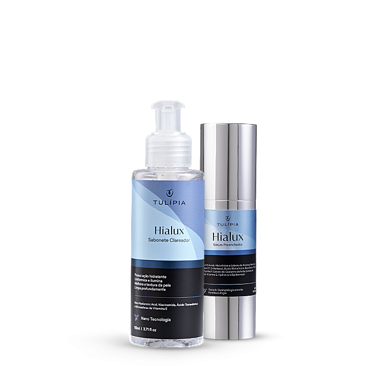 Foto do cosmético COMBO ÁCIDO HIALURONICO HOME CARE - HIALUX (HIALUX SÉRUM E SABONETE)