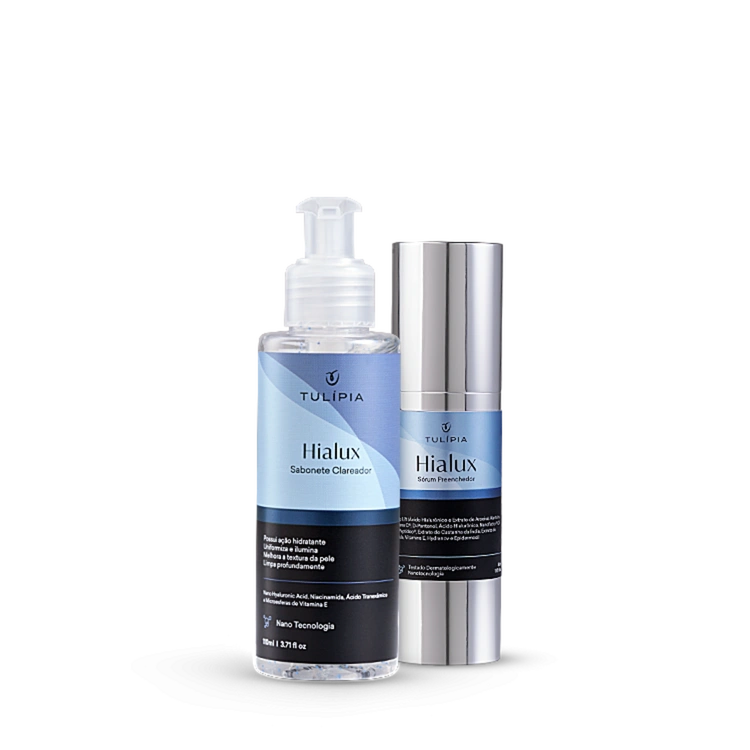 Foto do cosmético COMBO ÁCIDO HIALURONICO HOME CARE - HIALUX (HIALUX SÉRUM E SABONETE)