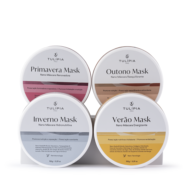 Foto do cosmético KIT 4 ESTAÇÕES (PRIMAVERA MASK NANO RENOVADORA, VERÃO  MASK NANO ENERGIZANTE, OUTONO MASK NANO REEQUILIBRANTE, INVERNO MASK NANO HIDRONUTRITIVA)