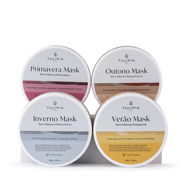 Foto do cosmético KIT 4 ESTAÇÕES (PRIMAVERA MASK NANO RENOVADORA, VERÃO  MASK NANO ENERGIZANTE, OUTONO MASK NANO REEQUILIBRANTE, INVERNO MASK NANO HIDRONUTRITIVA)