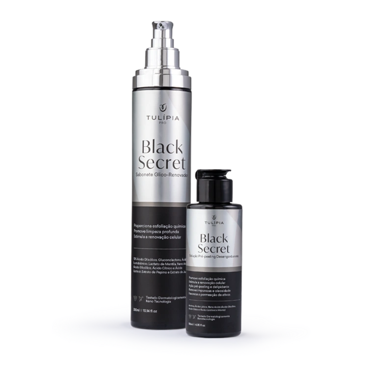 Foto do cosmético KIT PRÉ PEELING (BLACK SECRET SABONETE E PRÉ PEELING)